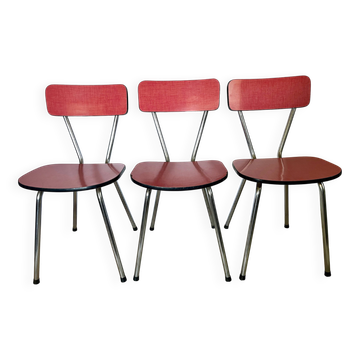 Set of 3 vintage chairs from the 60s/70s, in formica