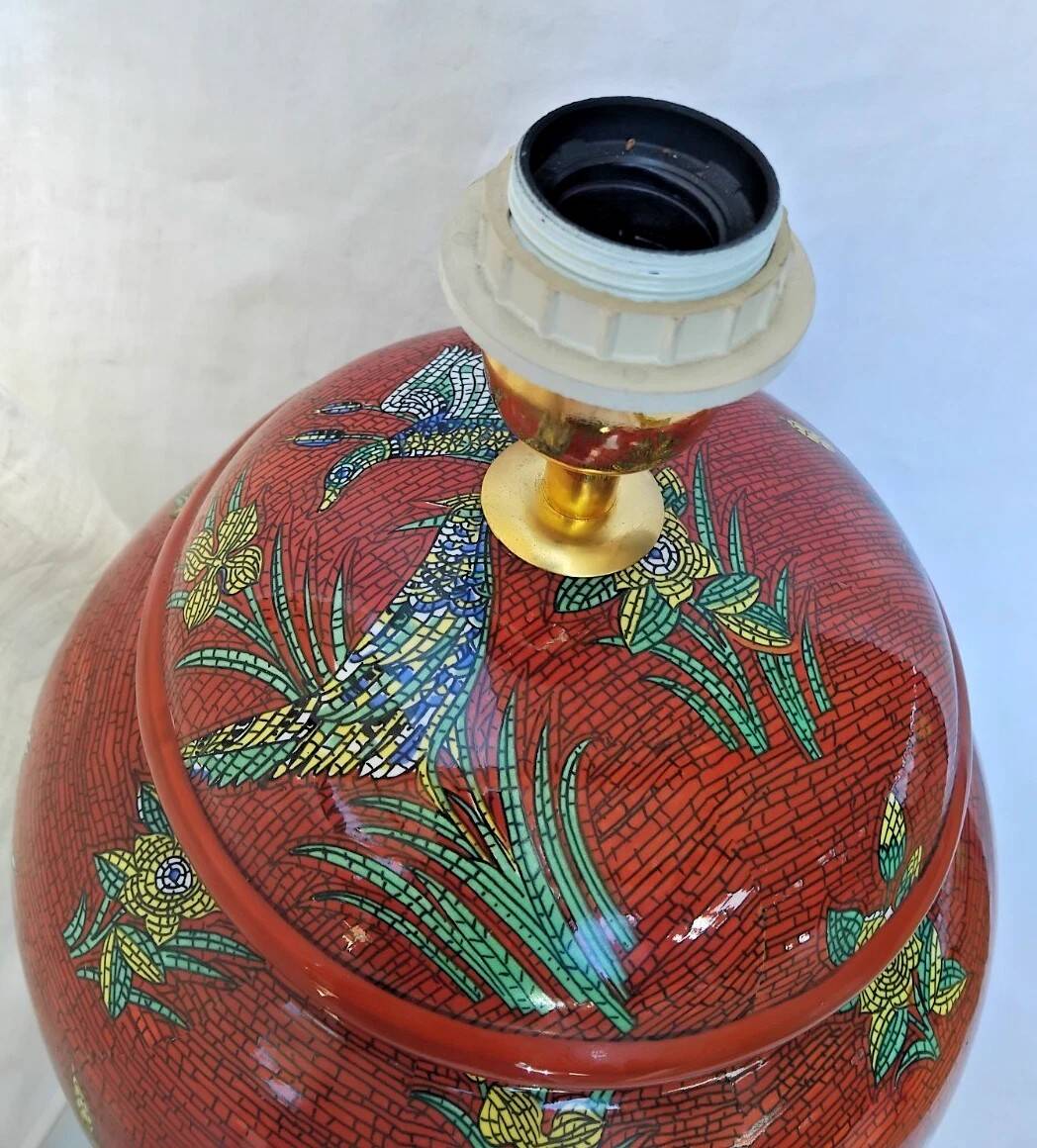 Pied De Lampe En Céramique Emaillée Lancel Paris Vintage