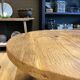Round table in solid antique oak with a thick top