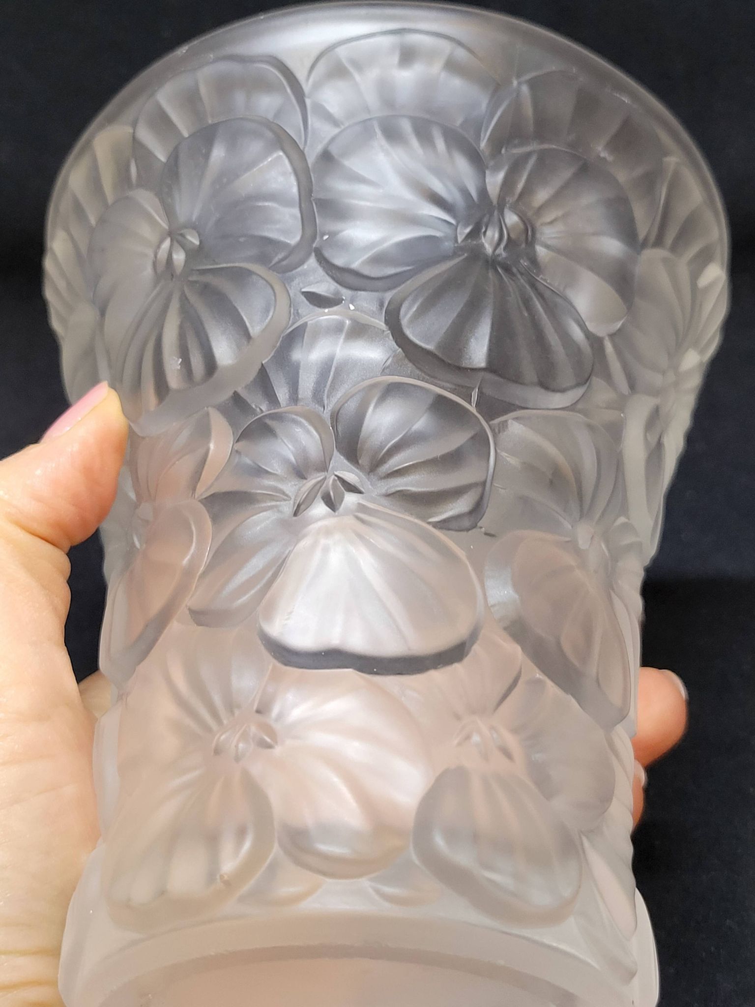 Josef Inwald Barolac Glassware Floral Vase Molded Pressed Frosted Art Glass