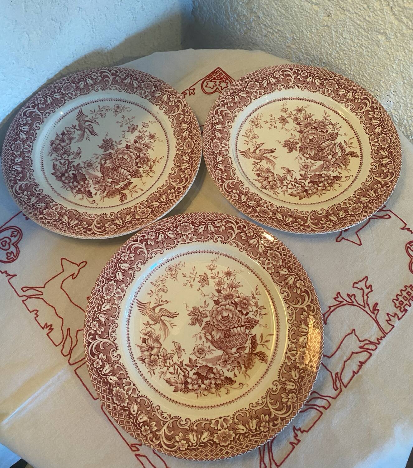Set of 3 Staffordshire ironstone dinner plates