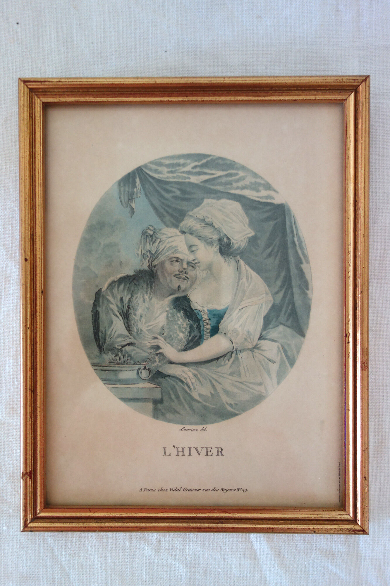 4 old lithographs of the 4 seasons