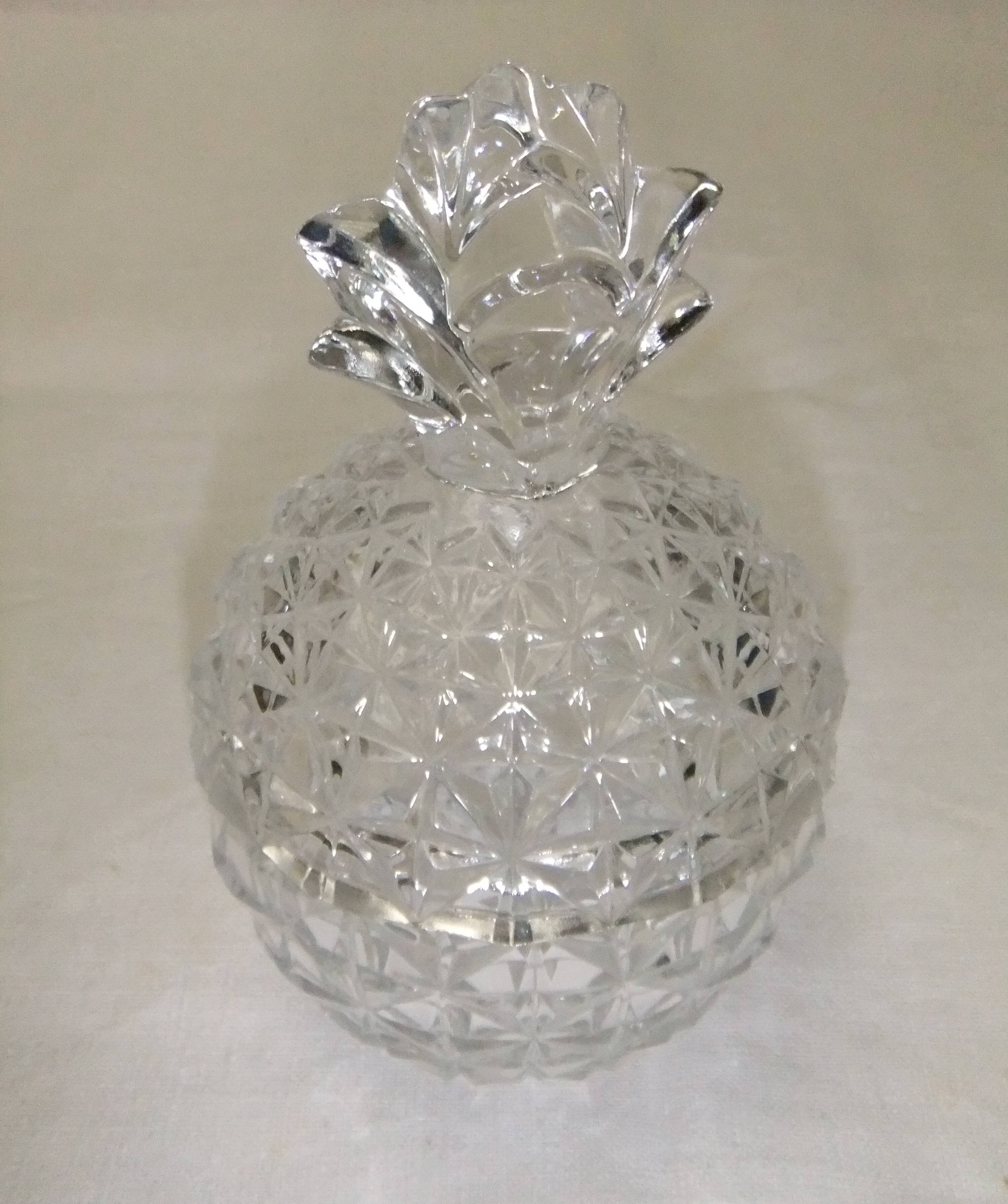 Bonbonnière en cristal ananas vintage sucrier pot couvert
