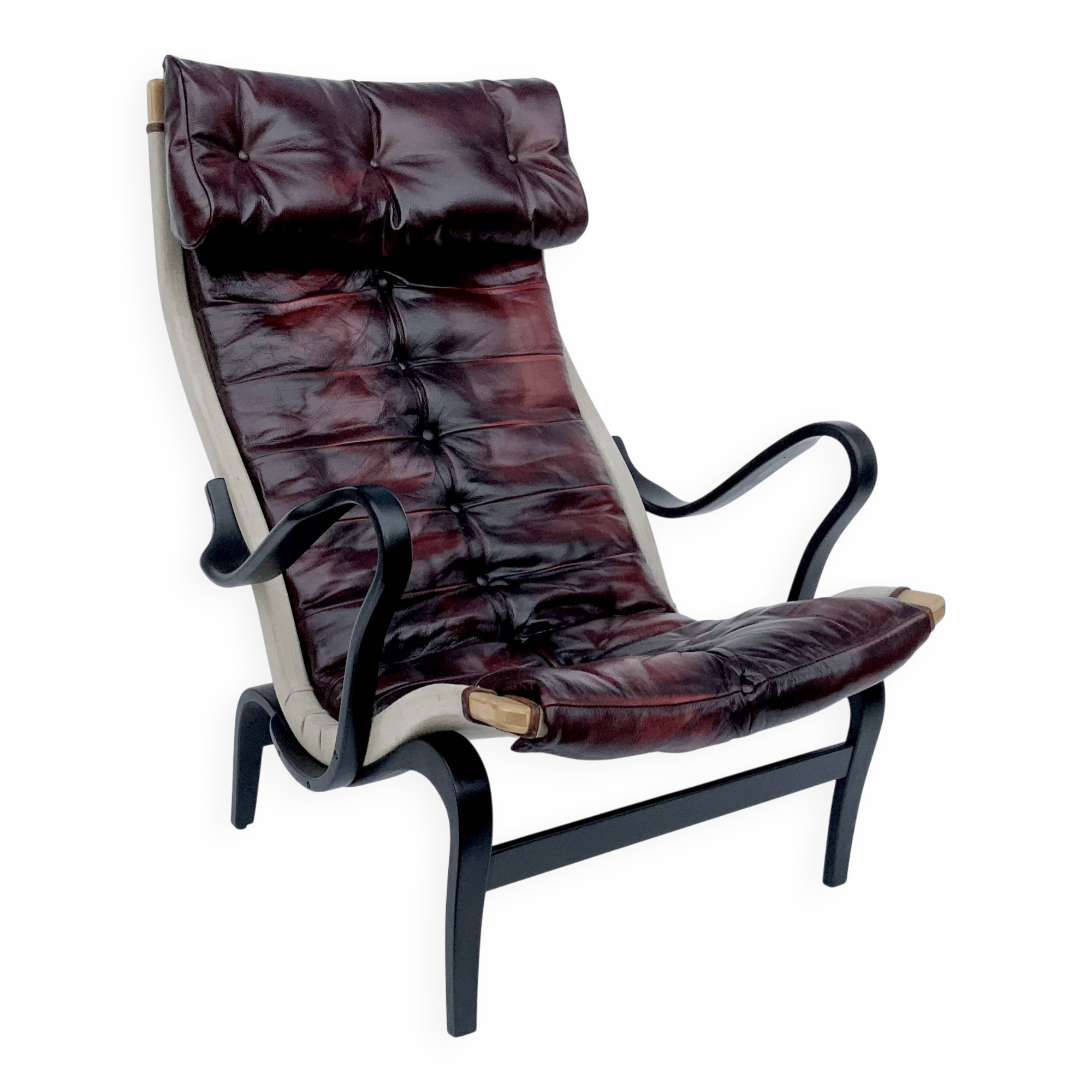 Vintage Pernilla 69 Armchair by Bruno Mathsson for Dux In Oxblood Leather