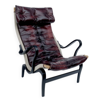 Vintage Pernilla 69 Armchair by Bruno Mathsson for Dux In Oxblood Leather