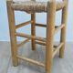 Wooden and straw stool vintage bohemian spirit