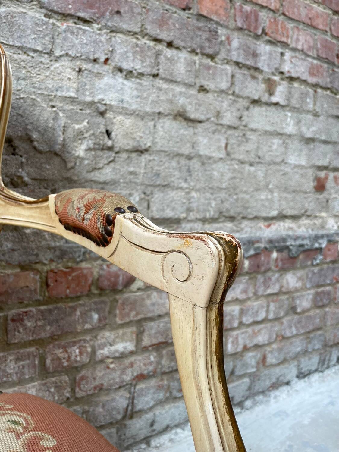 French Armchair with Floral Tapestry