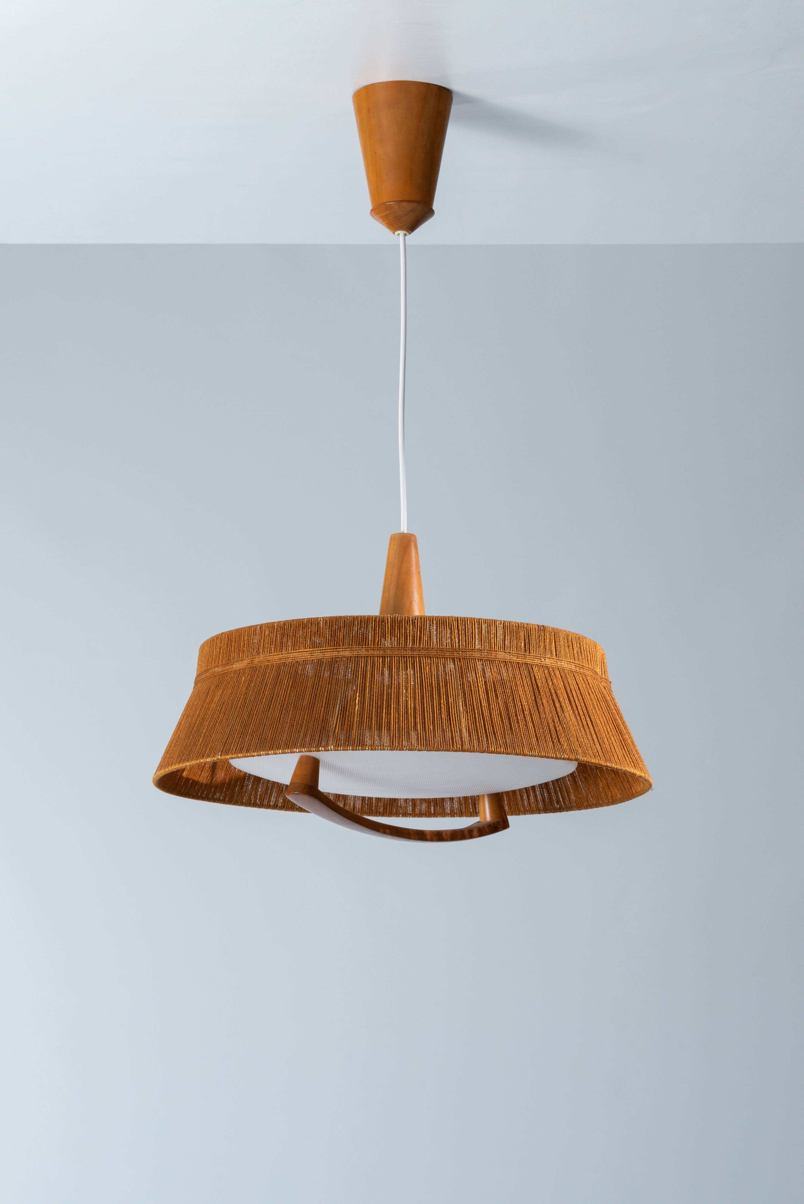 Temde teak and sisal pendant