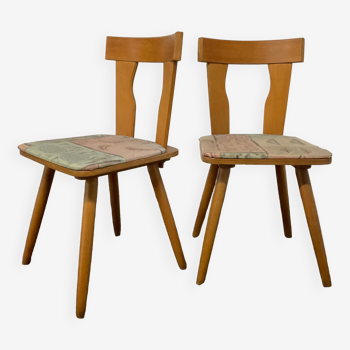 Paire de chaises bistrot scandinave des années 50-60