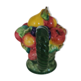 Pichet fruits barbotine signé