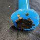 Vase cornet glass paste or faience enamelled blue soliflore