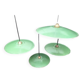 Enameled sheet metal pendant lights