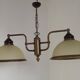 French Mid-Century Bronze Effect Metal Double Billiard Light with Glass Shades