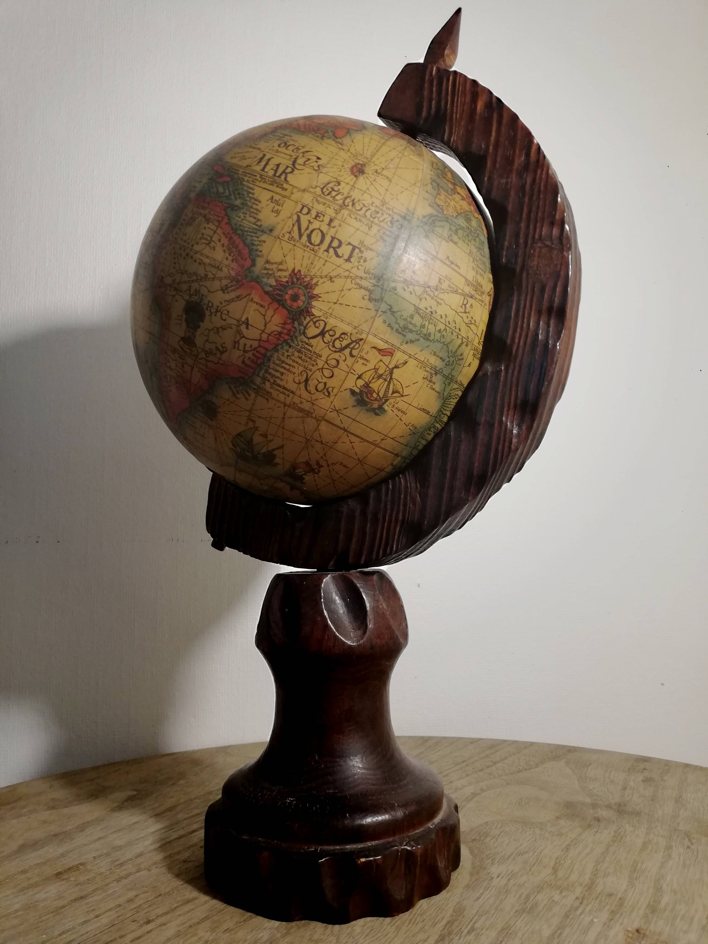 Vintage globe rustic style