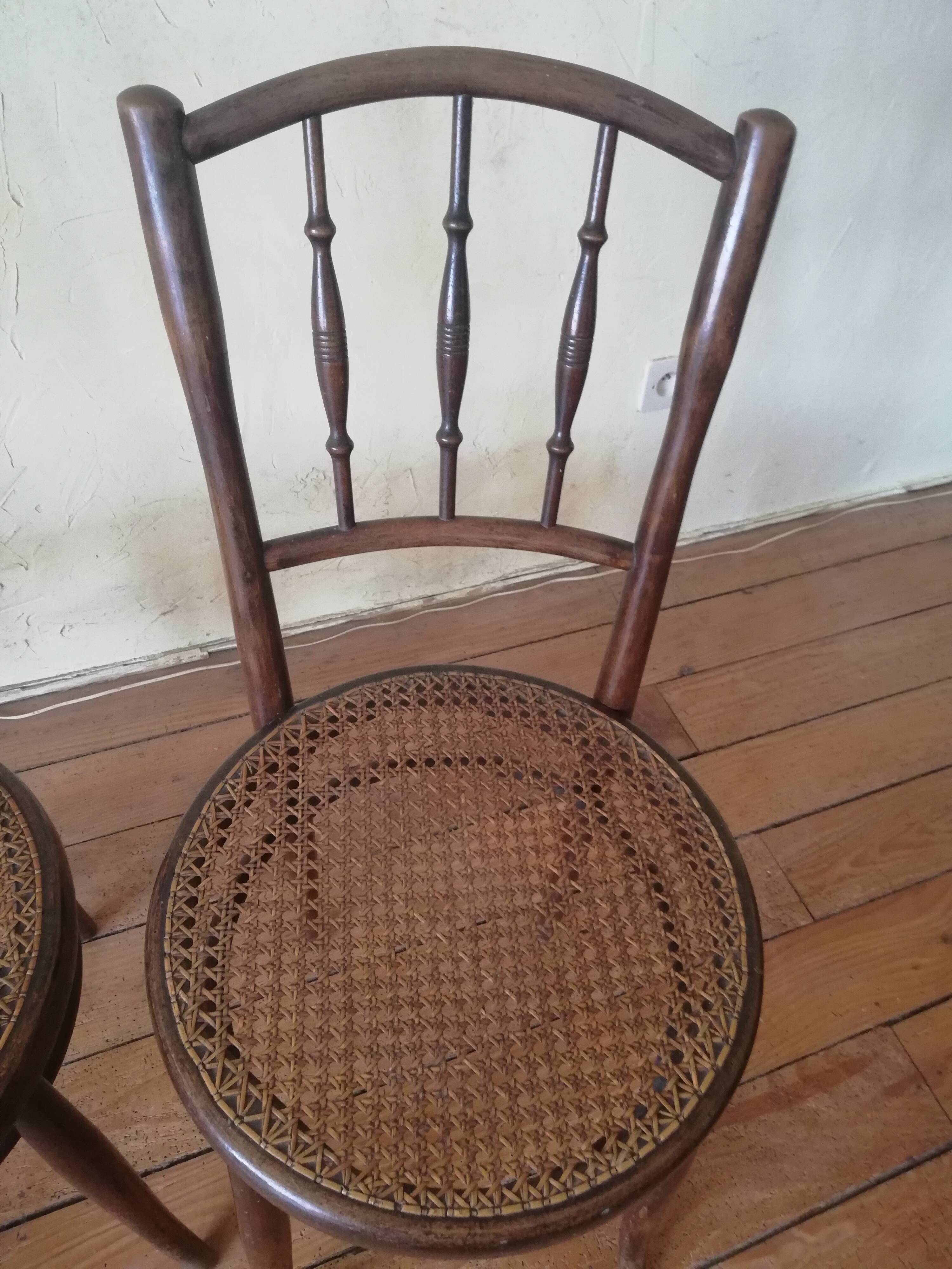 Old curved wooden bistro chairs