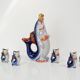 Fish decanter soviet drinking set porcelain fish carafe shots glass,1950's.