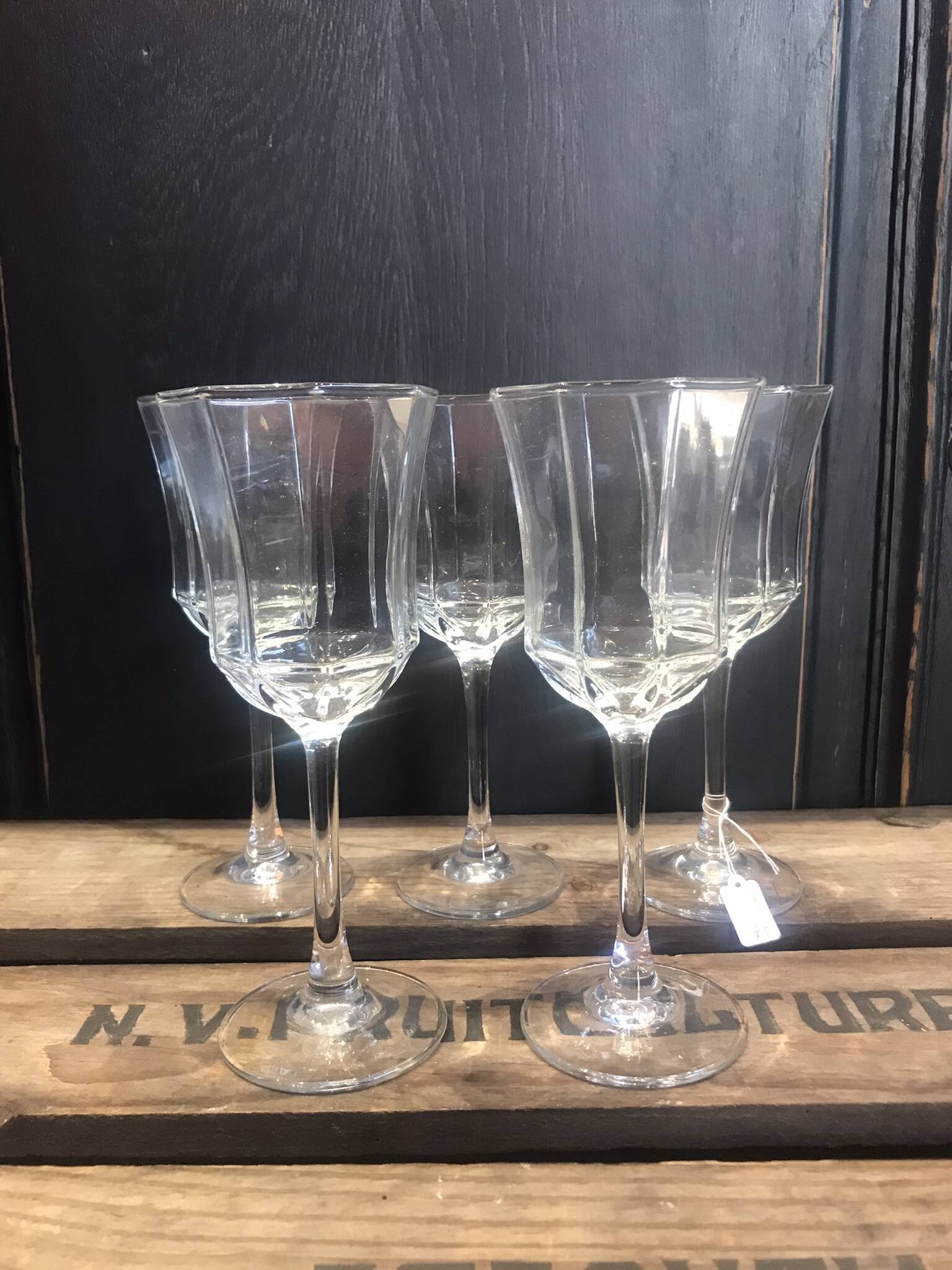 5 vintage Luminarc wine glasses, Octime model