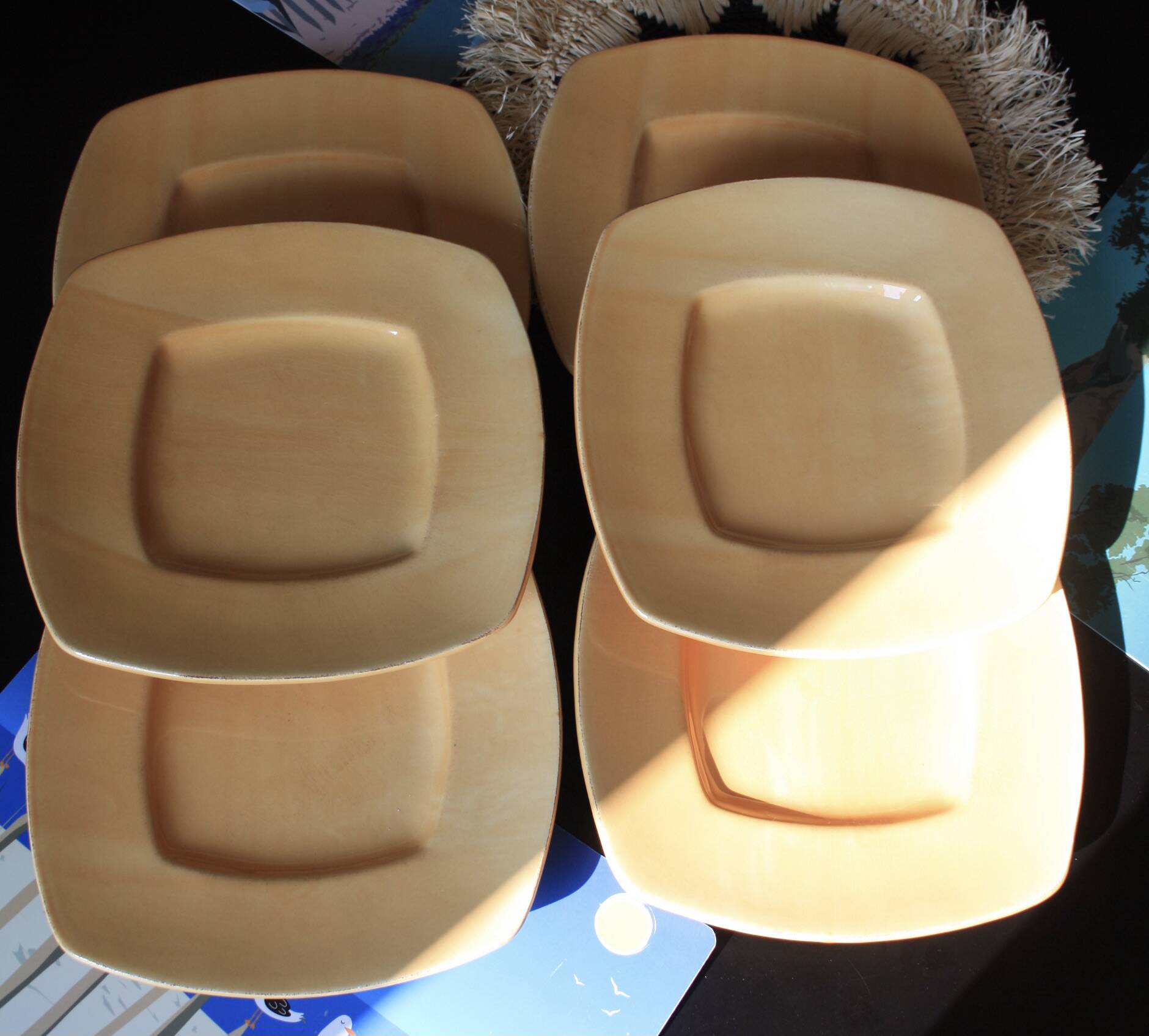 Ceramiche Toscane square plates - yellow