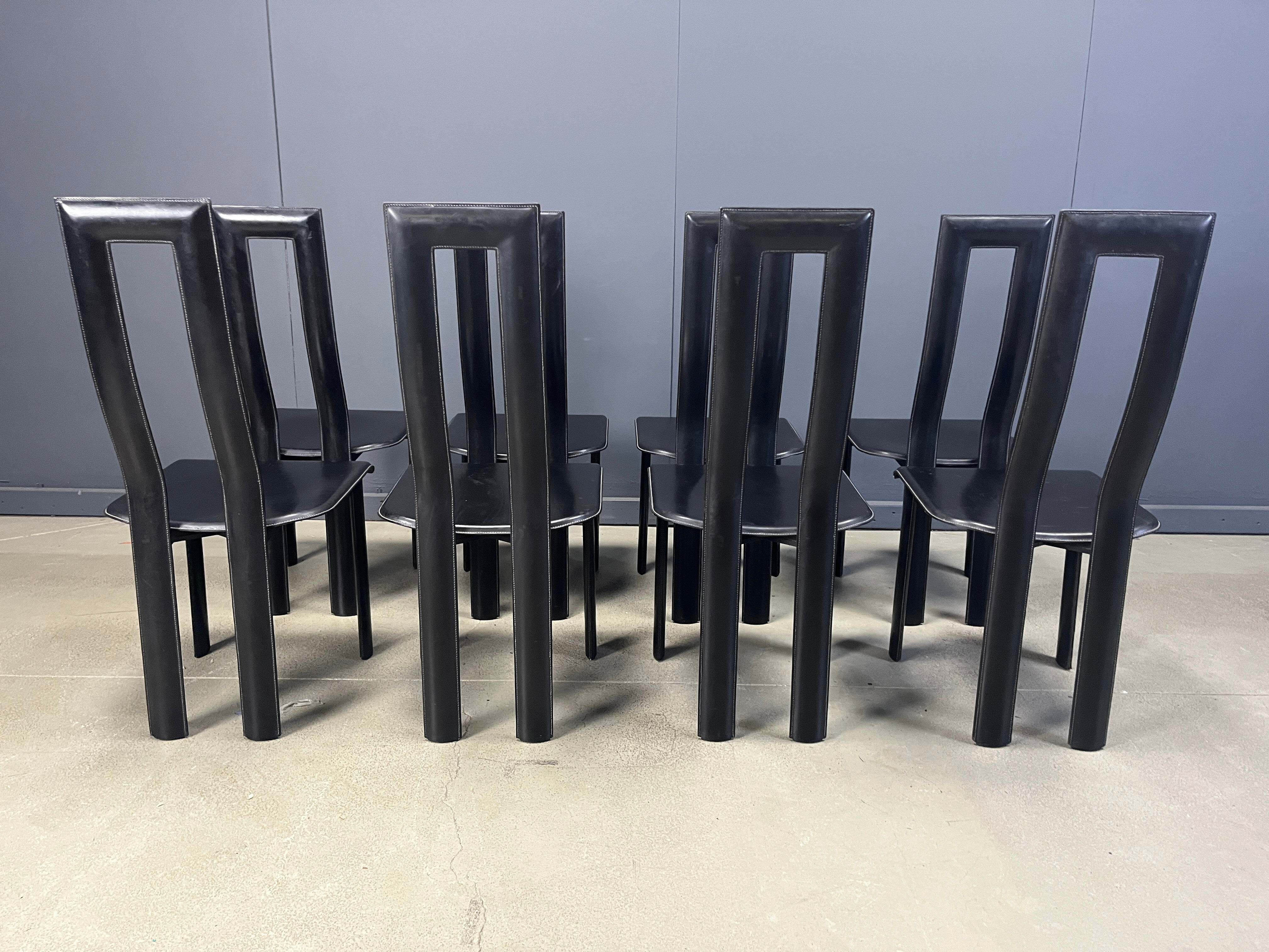 Italian Model Regia Dining Chairs by Antonello Mosca for Ycami, 1980s, Set of 8