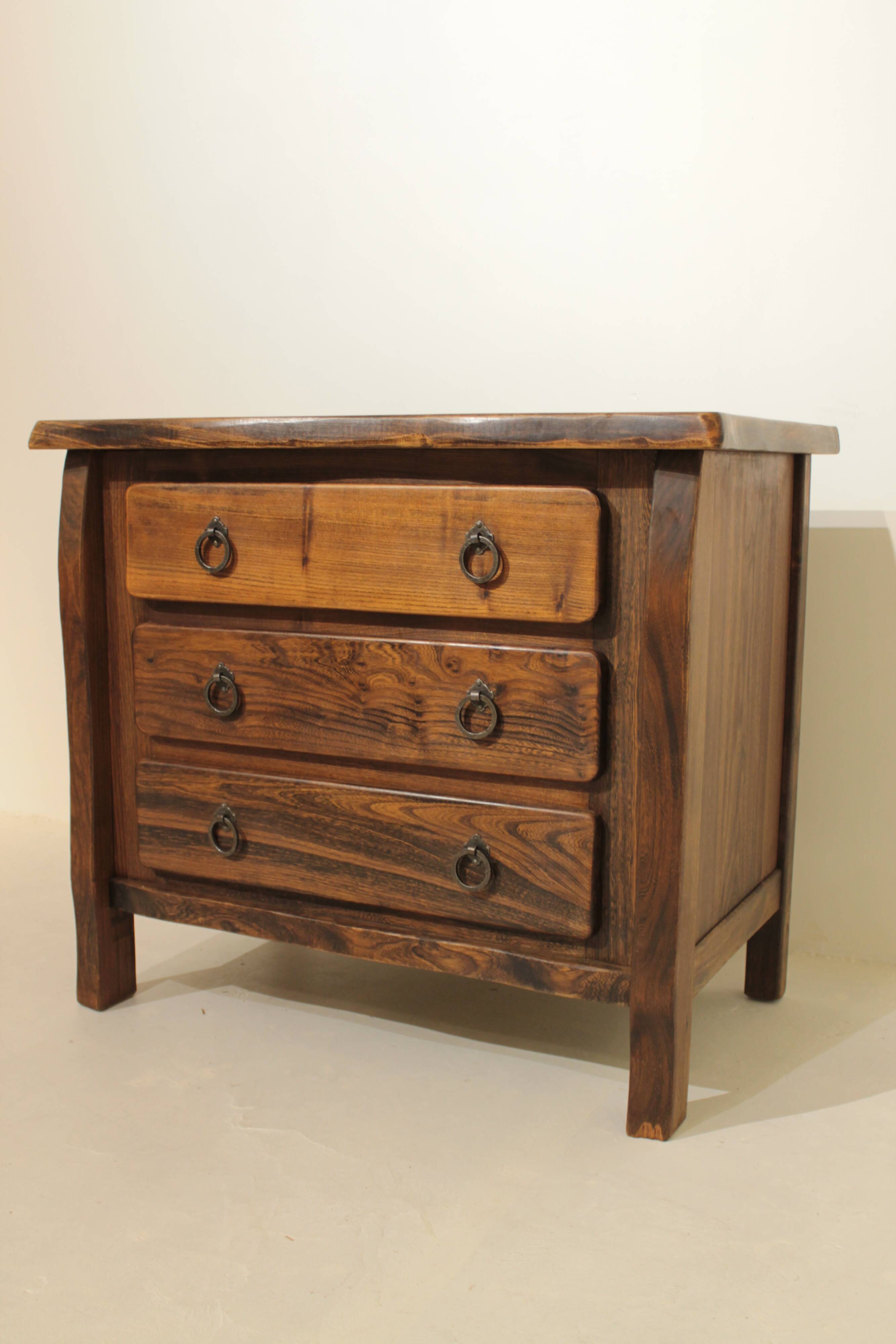 Commode brutaliste en orme Aranjou - Année 60