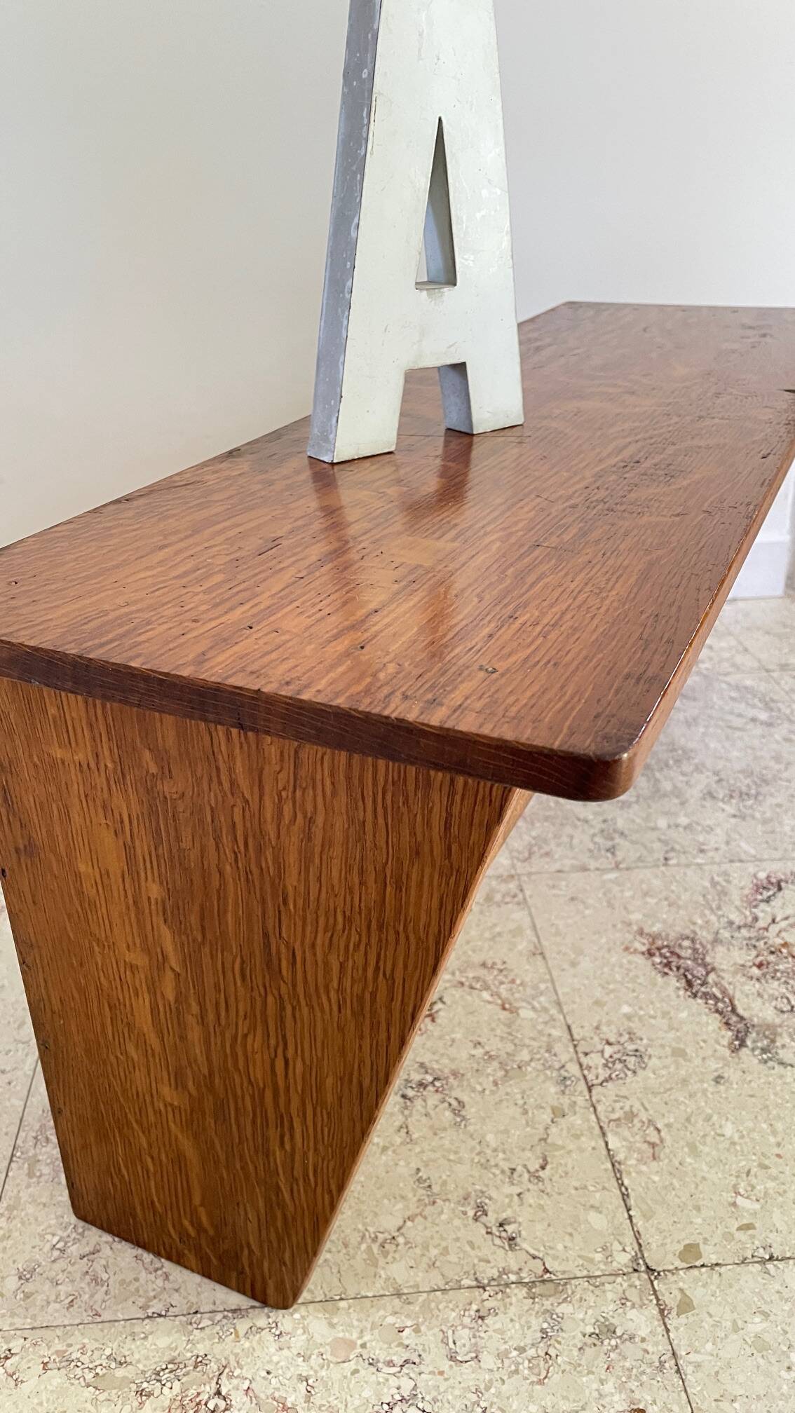 Geometric Wall Shelf Solid Oak Vintage