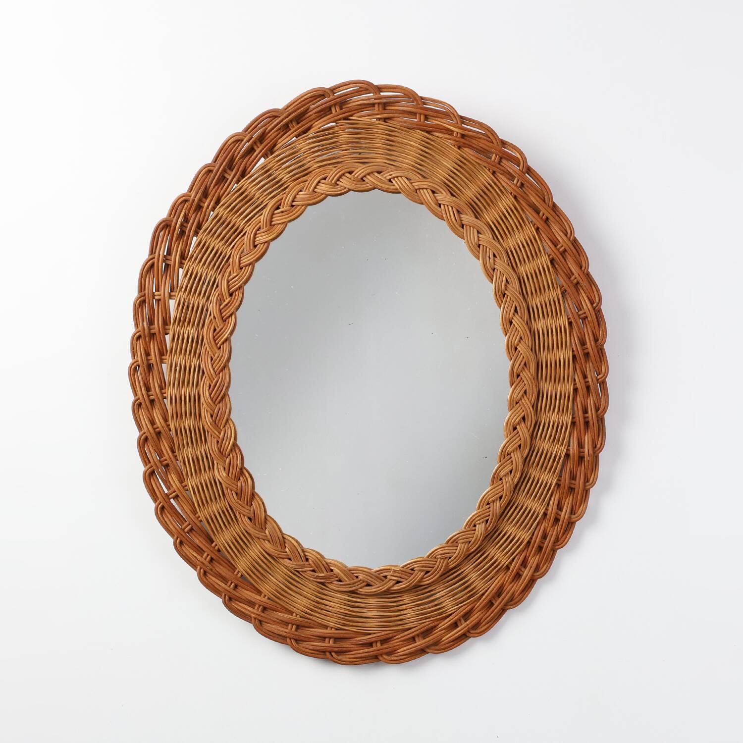 Small mid-century rattan mirror, France 1960s