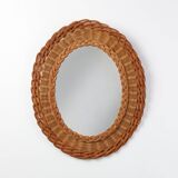 Small mid-century rattan mirror, France 1960s