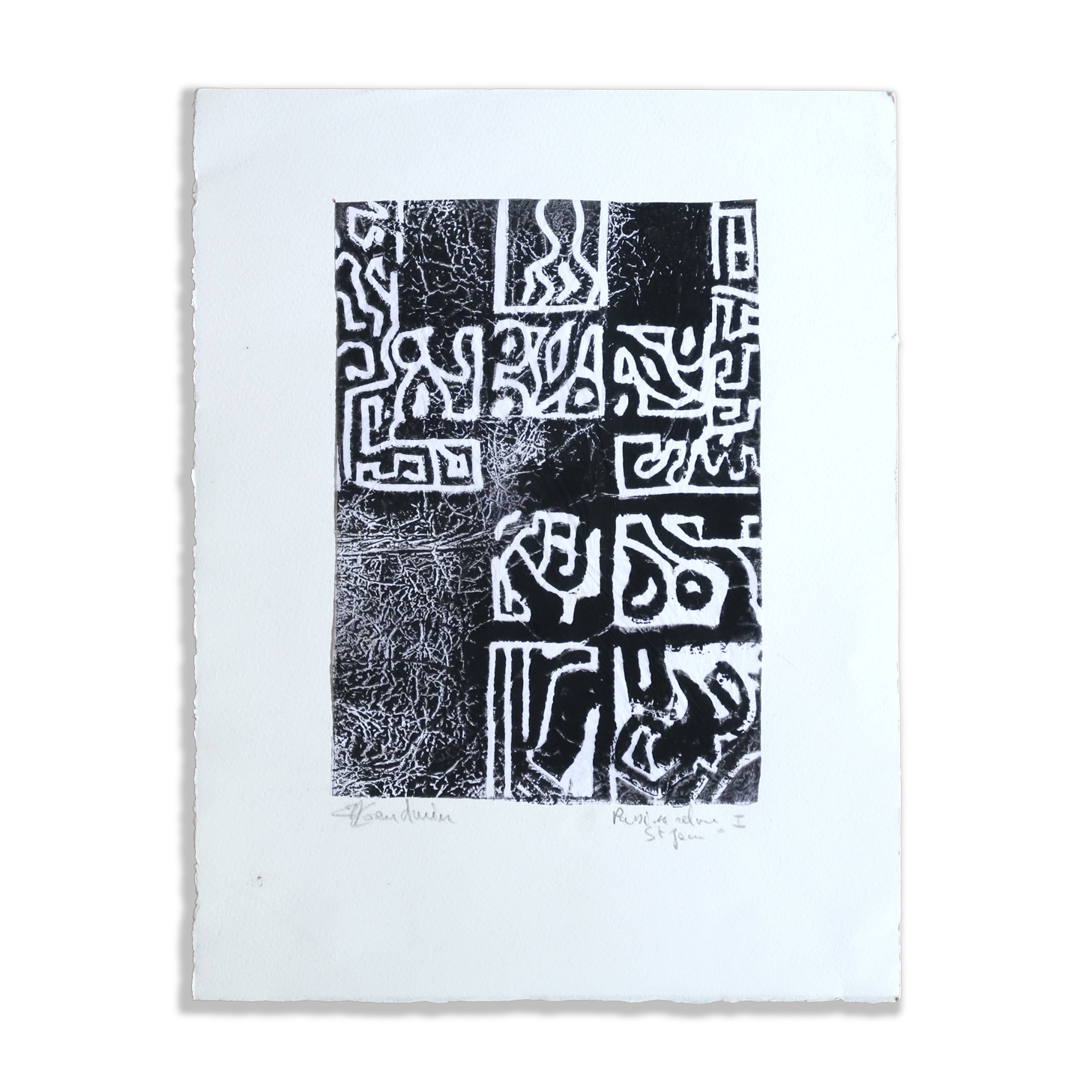 Original signed black and white abstract screenprint