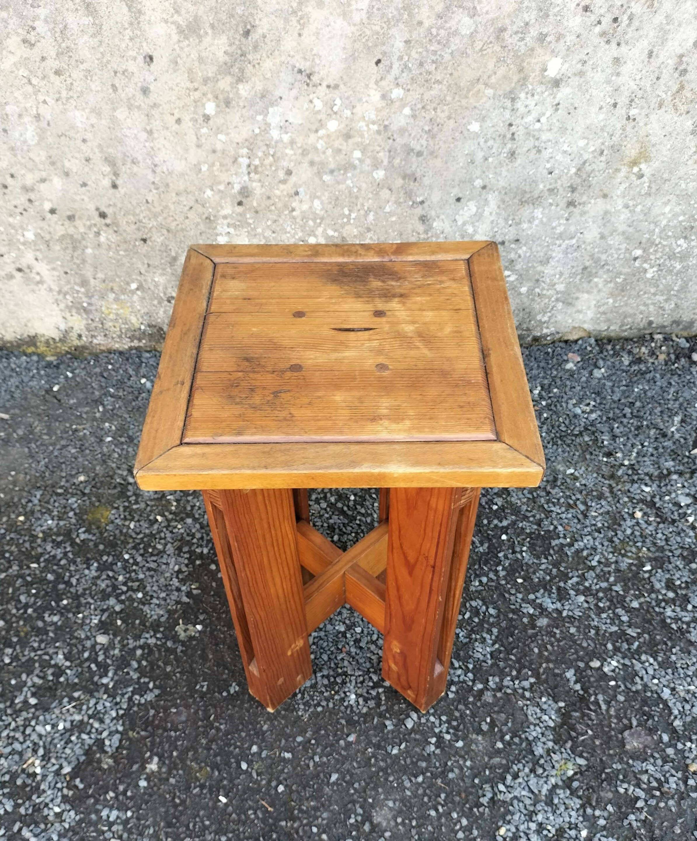 Vintage solid pine stool