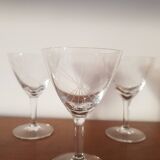 Set of 4 star-engraved glasses from the 50s