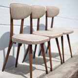 Set of 3 Baumann chairs model 732g2, bistro chair, wooden chair and vinyl fabric, kitchen, retro