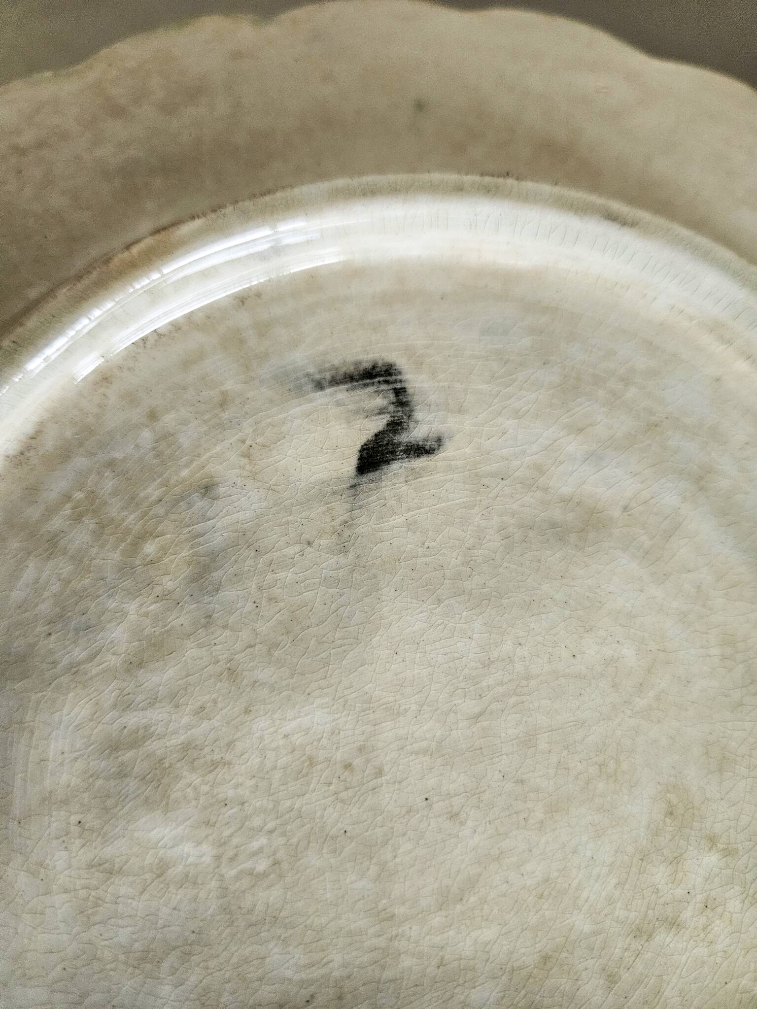 Rare antique earthenware asparagus plate. Salins-les-Bains