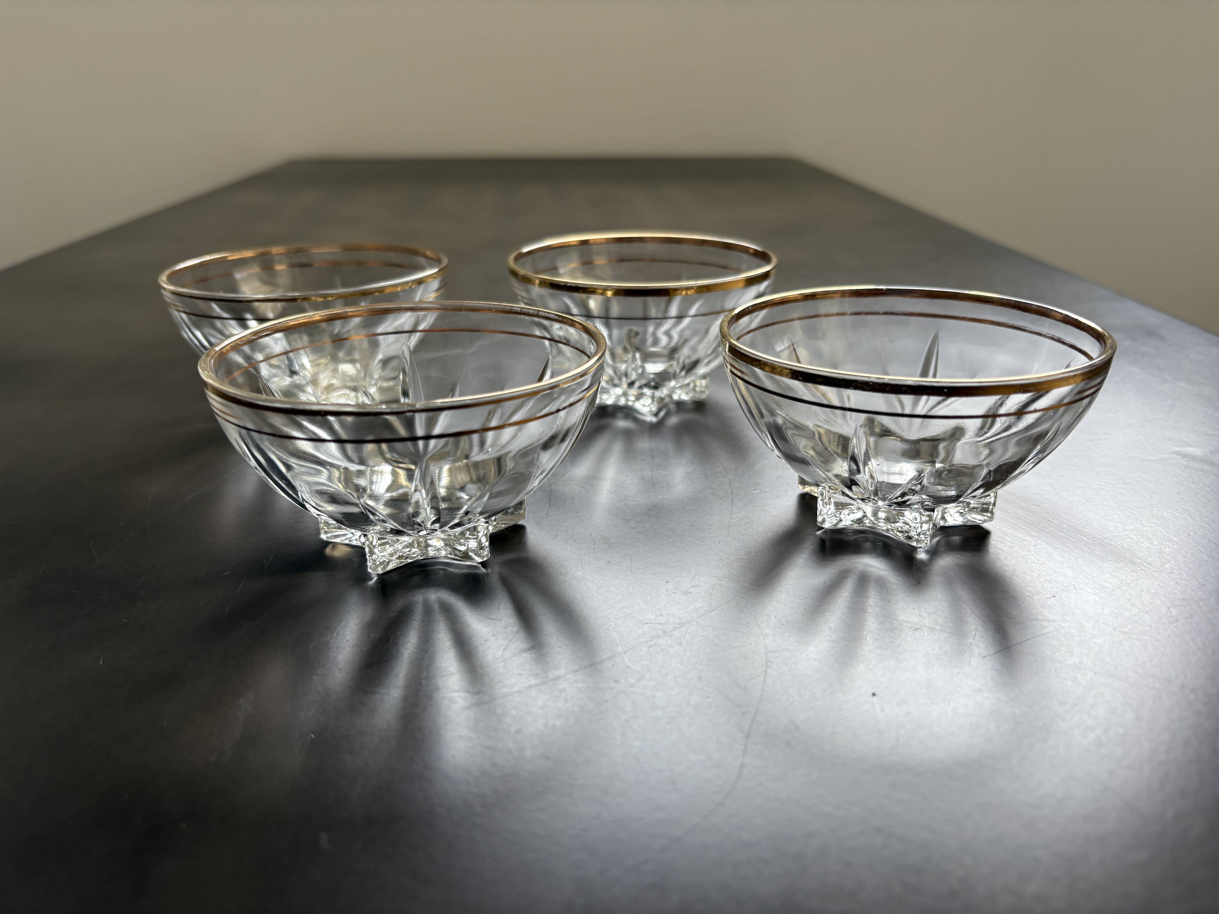 4 vintage champagne glasses