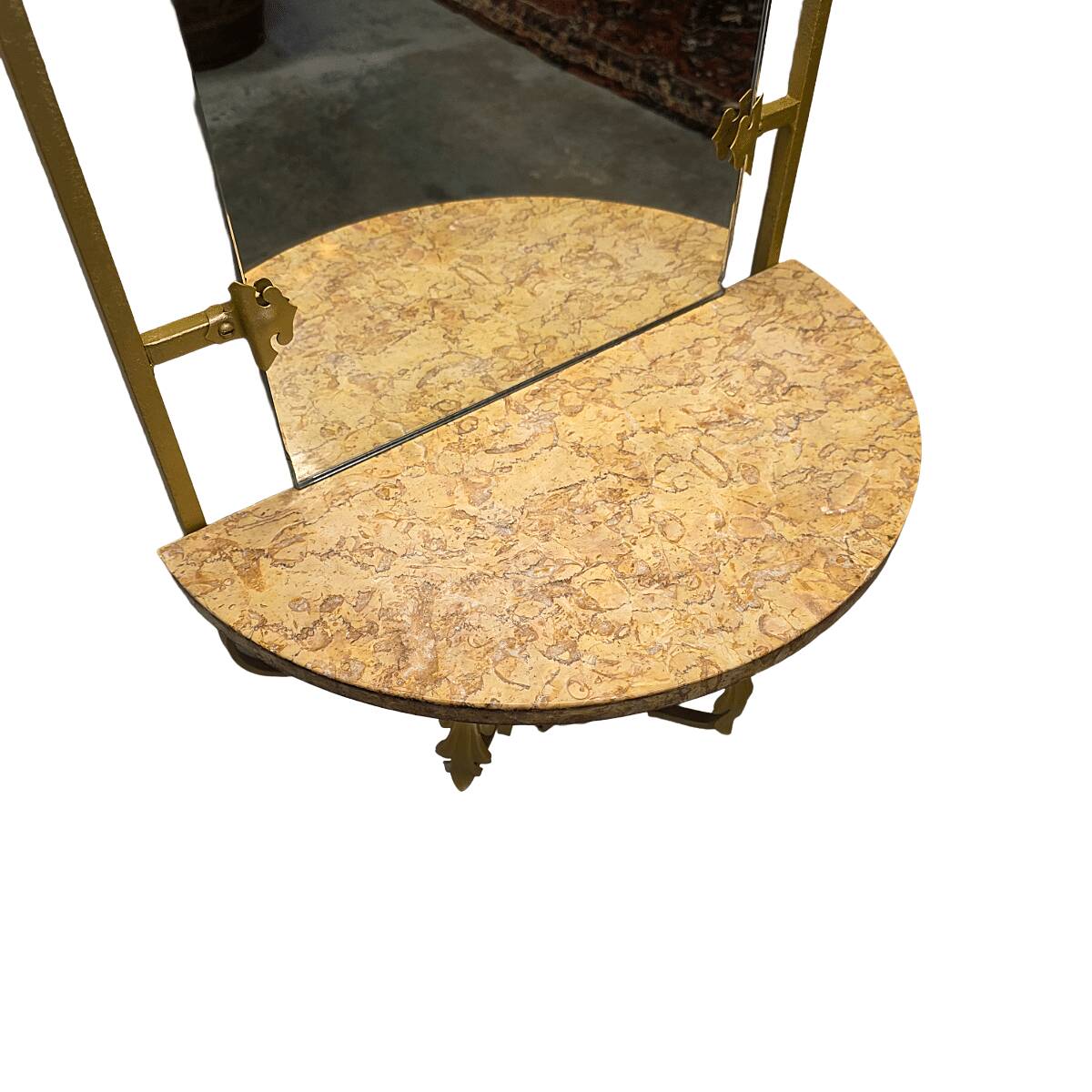 Vintage French Wall Console With Mirror, mid-century