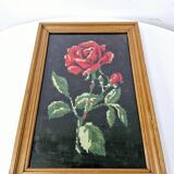 Canvas under vintage pink frame on black background