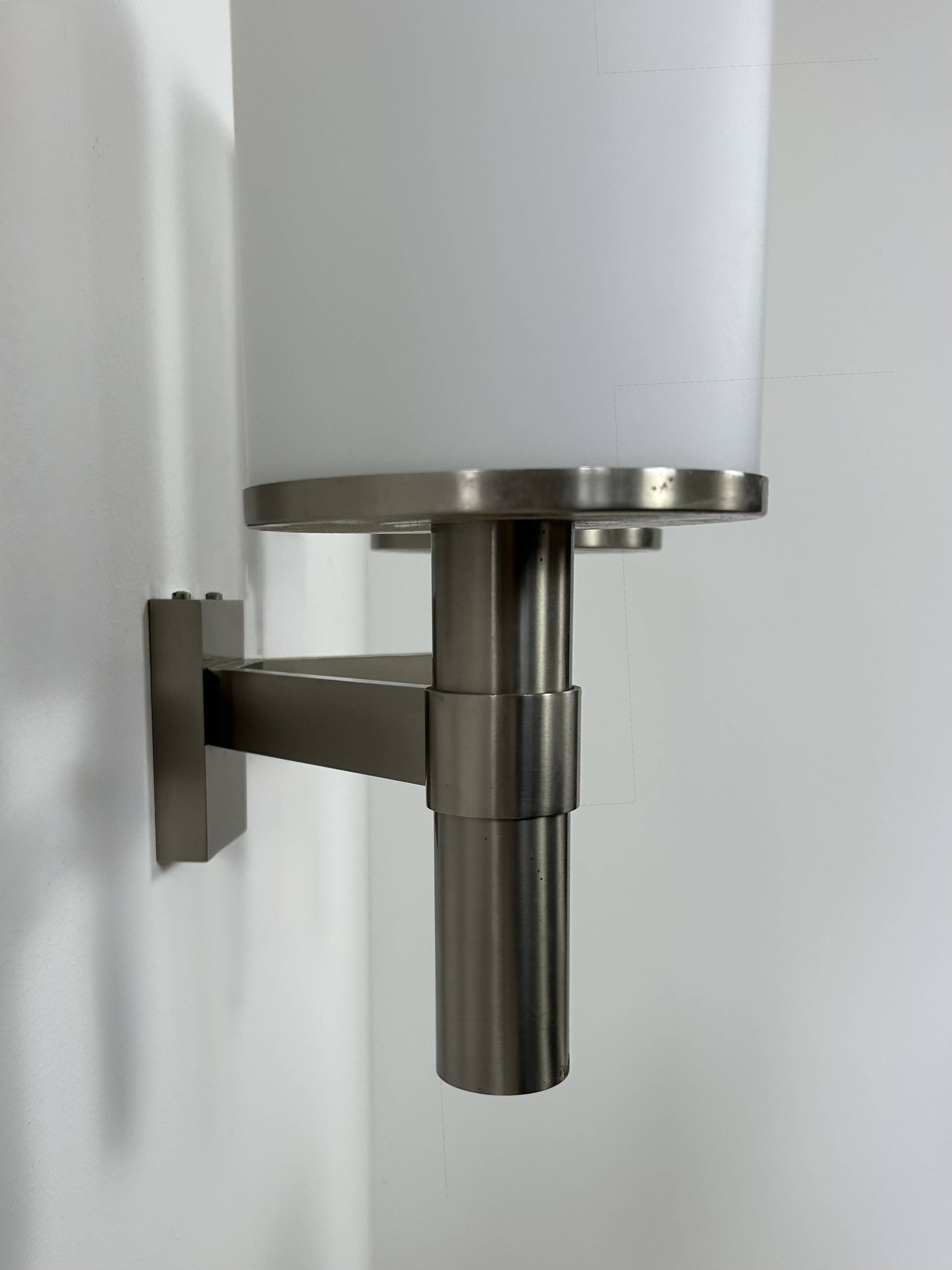 Perzel double wall light model 1141, metal and opaline, France, 1960.