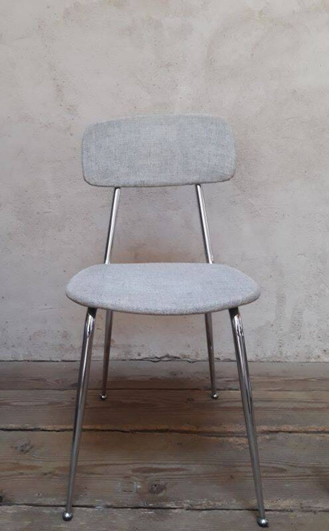 1950s chrome and fabric compass base chair