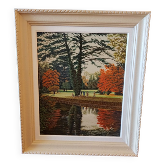 Wooded park painting