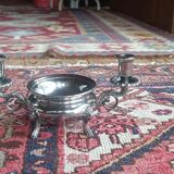 Candélabre brûle parfum en métal argenté, style Art nouveau, fin XIX