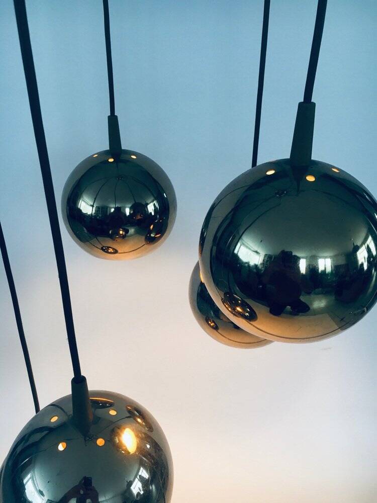 Golden Cascade 5-Ball Ceiling Lamp, Italy, 1980s