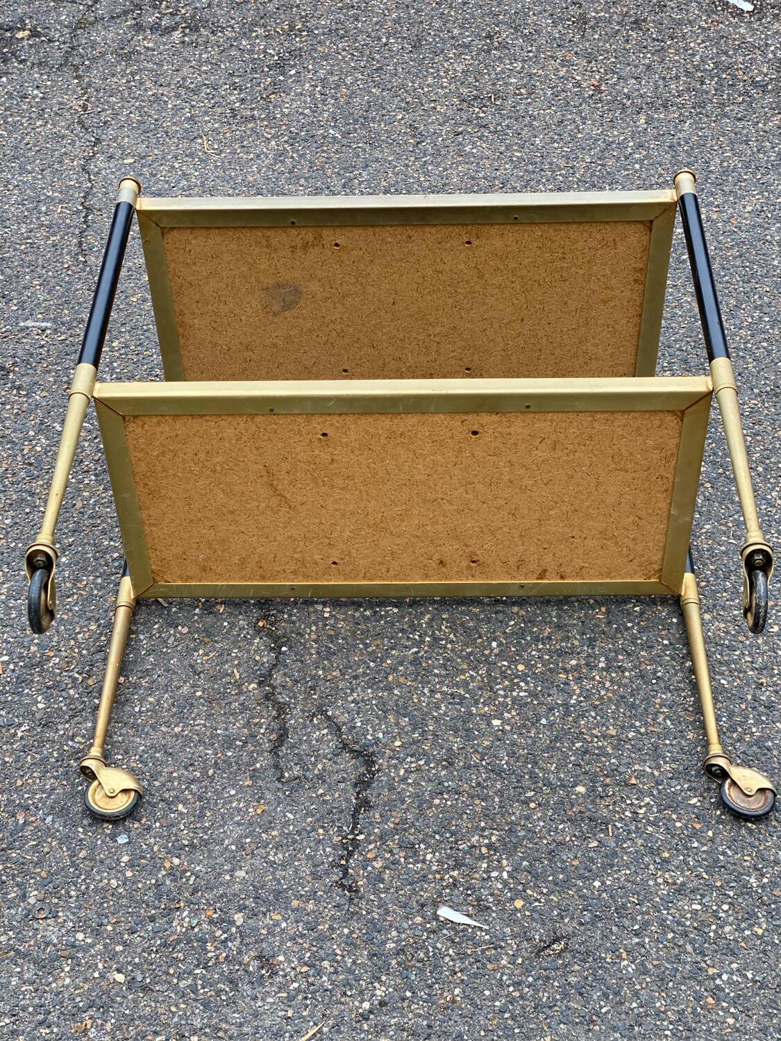 Vintage serving trolley on brass and rosewood wheels