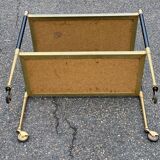 Desserte vintage sur roulettes laiton et palissandre