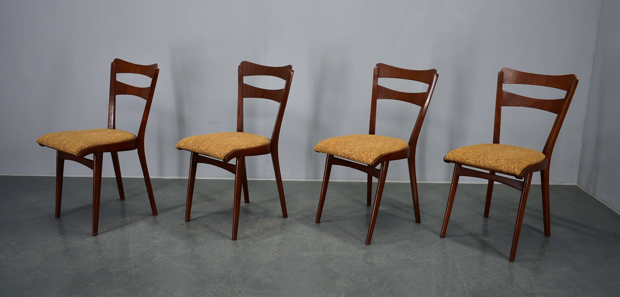Vintage walnut dining chairs by Mier Topolcany, Czechoslovakia, 1960s, set of 4