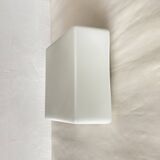 Square opaline wall and ceiling light 19 cm white glass 1960