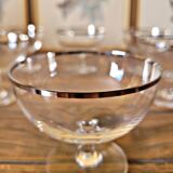 Vintage crystal ice cream cups with silver rim