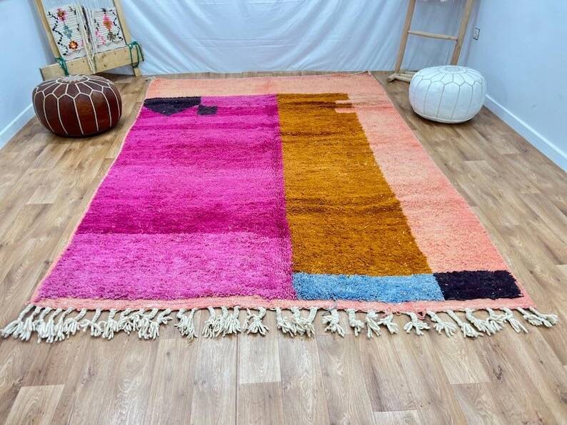 Pure wool Moroccan rug with colourful patterns, size 150 x 250 cm.