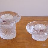 Pair of Scandinavian glass candle holders from Orrefors
