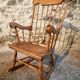 Vintage French Beech Rocking Chair – Mid-20th Century Windsor Style