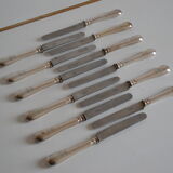 12 dessert knives old metal silver monogram