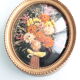 Golden vintage frame with bouquet of dried flowers under globe, wedding bouquet,